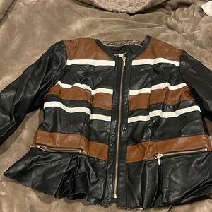 INC International Concepts Black and Brown Leather Jacket